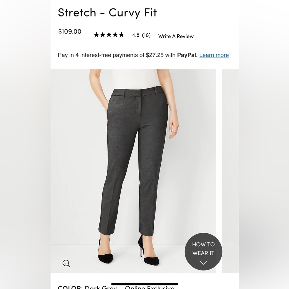 Ann Taylor Curvy Ankle Pant in Grey Bi-Stretch (Size 10 Curvy)